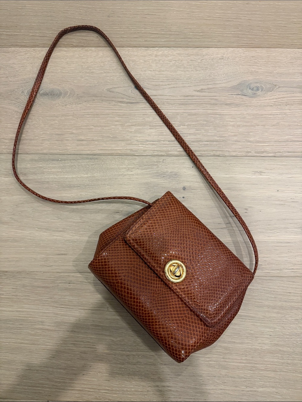 Vintage sneak skin crossbody small leather bag